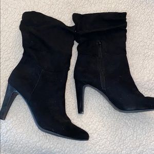 Black mid calf booties